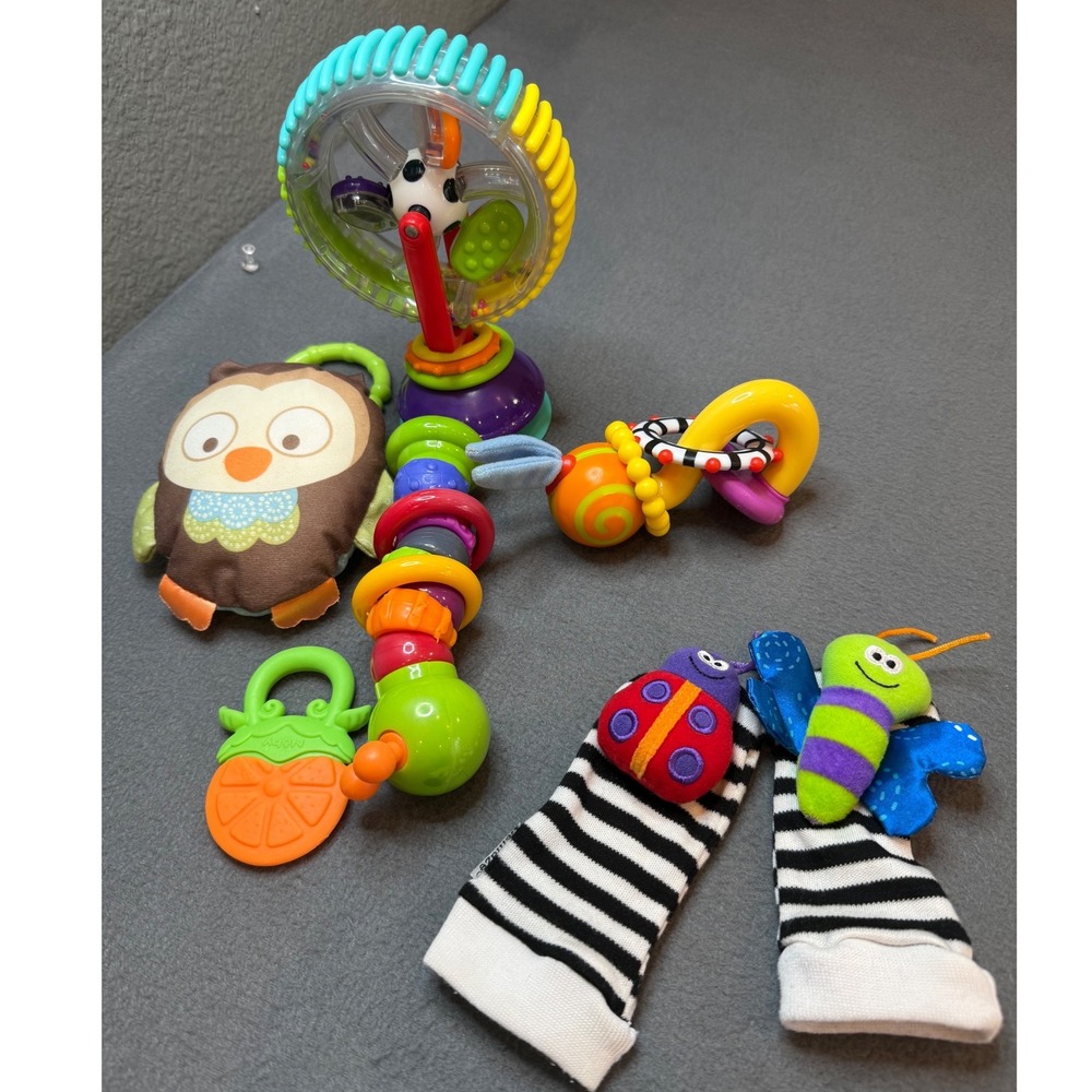 Baby Teething Sensory Toy Lot Sassy Wonder Wheel Lamaze Foot Finder 6pc